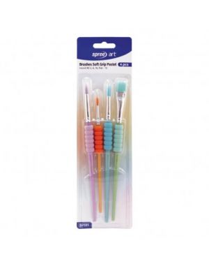 Четки Soft grip Pastel, 4 бр., кръгли - 2, 6, 10, плоска - 12   59191